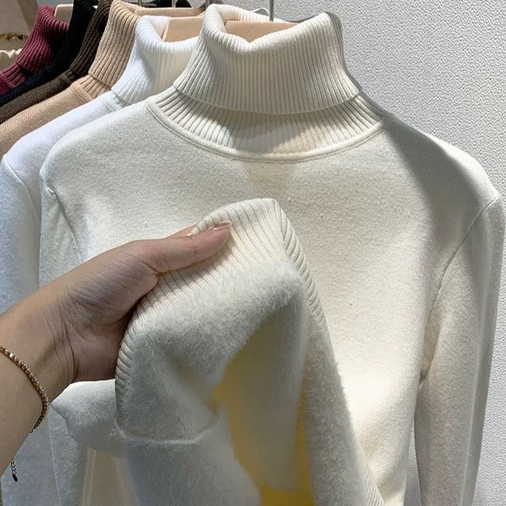Suéter Feminino Gola Alta Peluciada Forrada: Conforto Supremo e Estilo Inverno Aconchegante