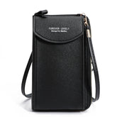 Bolsa Crossbody Eleganta Feminina Compacta Versátil com Carteira Integrada Couro PU