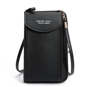 Bolsa Crossbody Eleganta Feminina Compacta Versátil com Carteira Integrada Couro PU