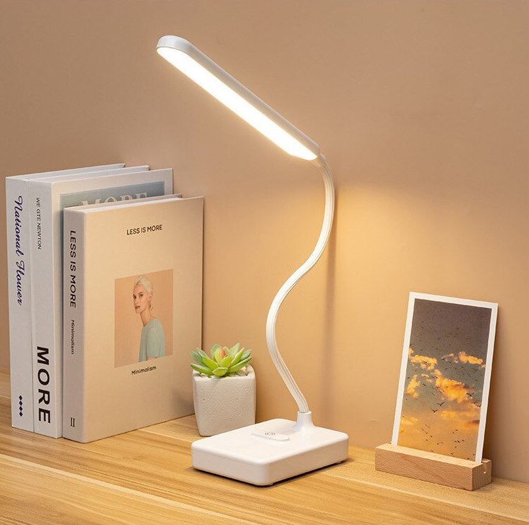 Luminária de Mesa LED Recarregável 360° com Luz Ajustável e Design Moderno