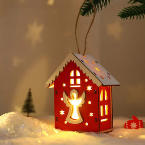 Mini Casa Natalina Decorativa Detalhada Iluminada com Luzes LED para Decoração Festiva