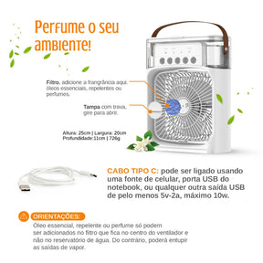 Mini Ar Condicionado Portátil USB CoolBreeze: Refresque-se Instantaneamente com Economia e Silêncio
