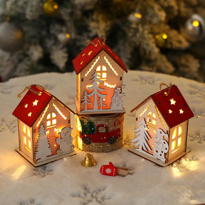 Mini Casa Natalina Decorativa Detalhada Iluminada com Luzes LED para Decoração Festiva