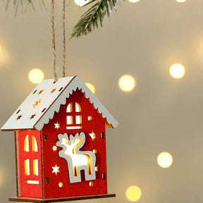 Mini Casa Natalina Decorativa Detalhada Iluminada com Luzes LED para Decoração Festiva