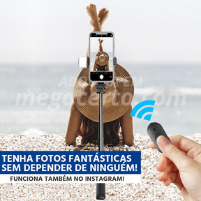 Selfiegram Tripé 4 em 1: Luz Integrada, Bluetooth, Fotos/Vídeos Perfeitos