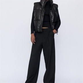 Colete Puffer Feminino Acolchoado Leve Quente Estiloso Versátil Inverno Outono