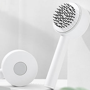 Escova de Cabelo Autolimpante Bellaflix: Massagem, Cerdas Macias, Anti-Frizz, Limpeza Rápida
