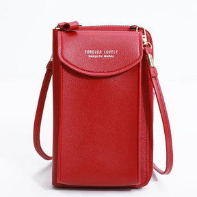Bolsa Crossbody Eleganta Feminina Compacta Versátil com Carteira Integrada Couro PU