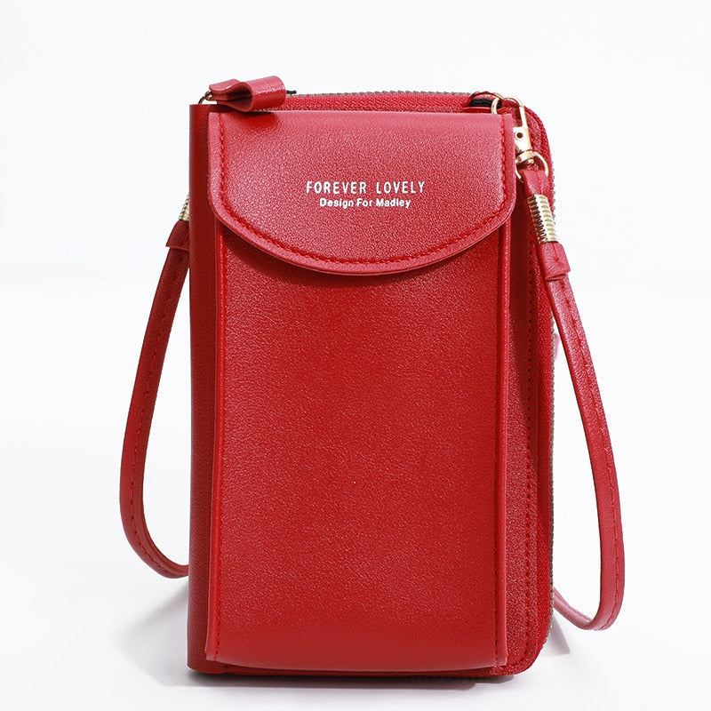 Bolsa Crossbody Eleganta Feminina Compacta Versátil com Carteira Integrada Couro PU