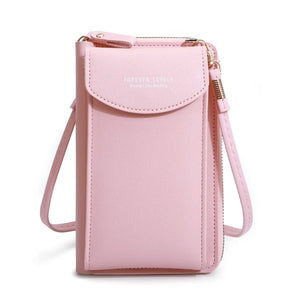 Bolsa Crossbody Eleganta Feminina Compacta Versátil com Carteira Integrada Couro PU
