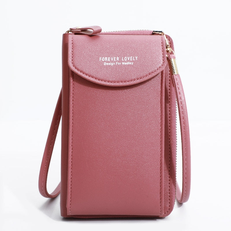 Bolsa Crossbody Eleganta Feminina Compacta Versátil com Carteira Integrada Couro PU