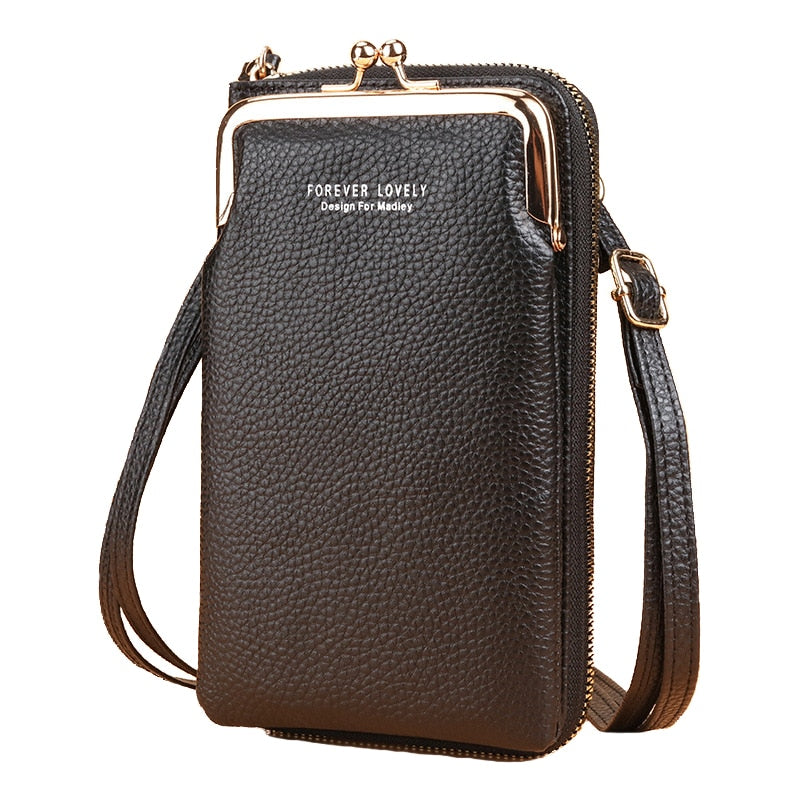 Bolsa Transversal Feminina Pequena Elegante Compacta para Celular Moderna Couro PU
