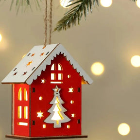 Mini Casa Natalina Decorativa Detalhada Iluminada com Luzes LED para Decoração Festiva
