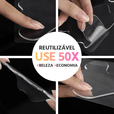 Adesivos de Silicone Reutilizáveis Anti-Rugas: Rosto, Olhos, Pescoço - Pele Jovem e Firme