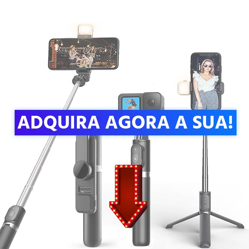 Selfiegram Tripé 4 em 1: Luz Integrada, Bluetooth, Fotos/Vídeos Perfeitos