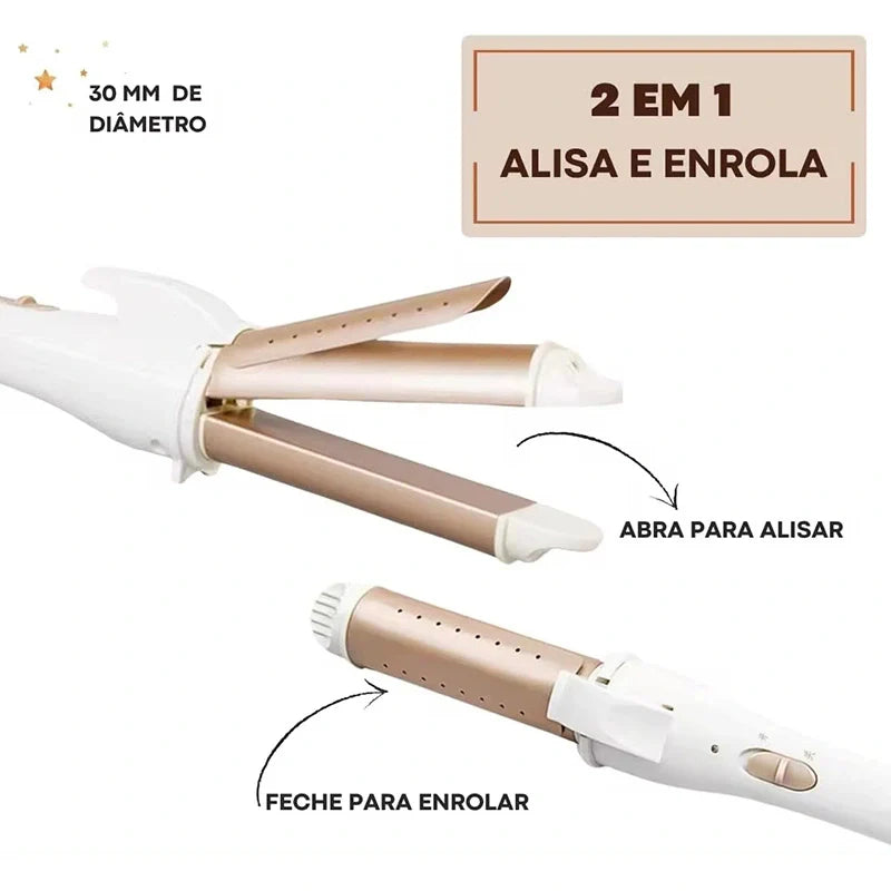 Modelador e Alisador StyloFusion 2 em 1 Portátil Sem Fio Cabelos Perfeitos