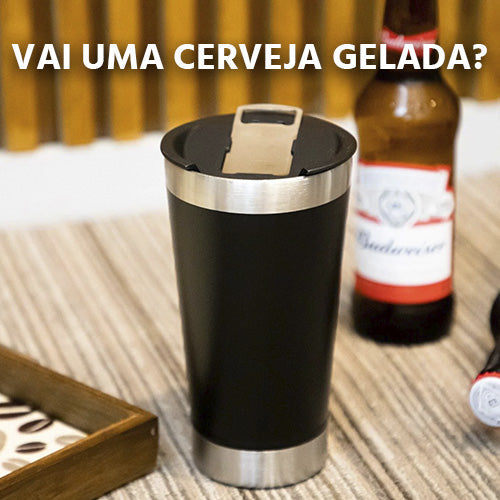Copo Térmico Inox Maverick 473ml: Cerveja Gelada com Abridor Integrado na Tampa