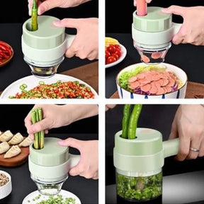 SlicePro Cortador Elétrico 4 em 1 Sem Fio: Triturador de Legumes Multifuncional