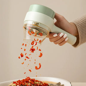 SlicePro Cortador Elétrico 4 em 1 Sem Fio: Triturador de Legumes Multifuncional