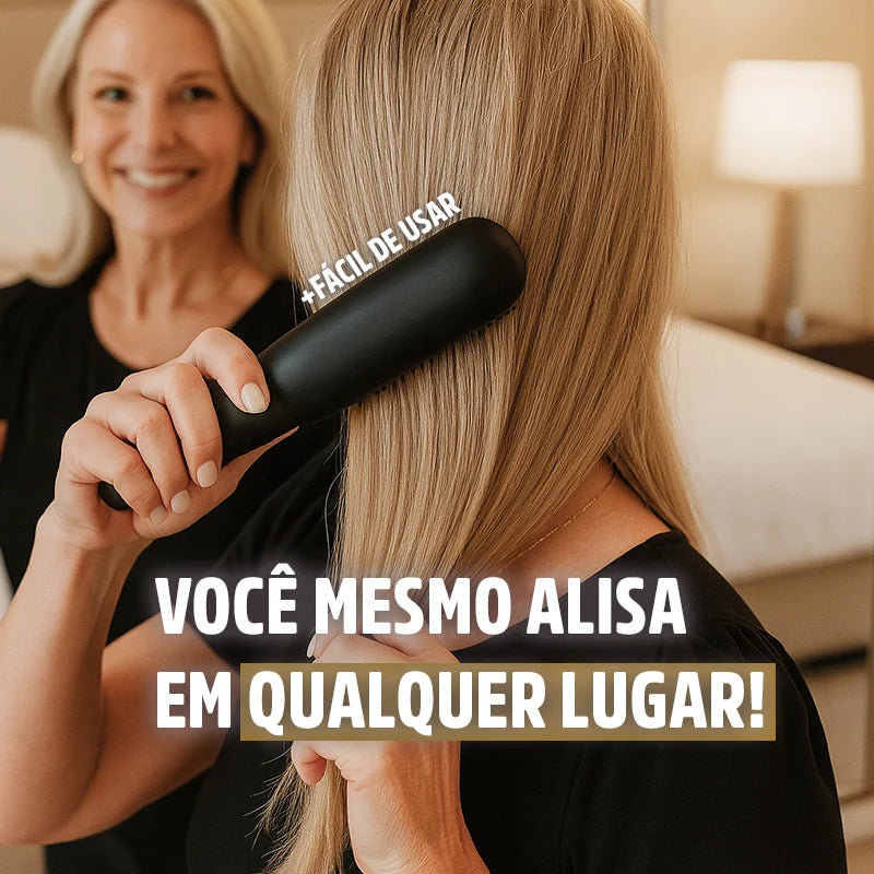 Escova Alisadora 5 em 1 PureGlam Sem Fio: Alise, Modele e Elimine Frizz Rapidamente