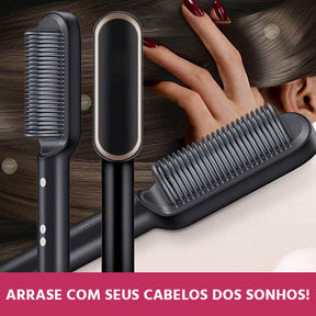 Kit Completo Cabelo 3 em 1: Escova Alisadora, Pente e Modelador Cachos Portátil
