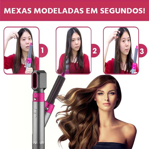 Escova MultiFlex 5 em 1: Alisa, Seca, Modela, Bivolt, Sem Frizz
