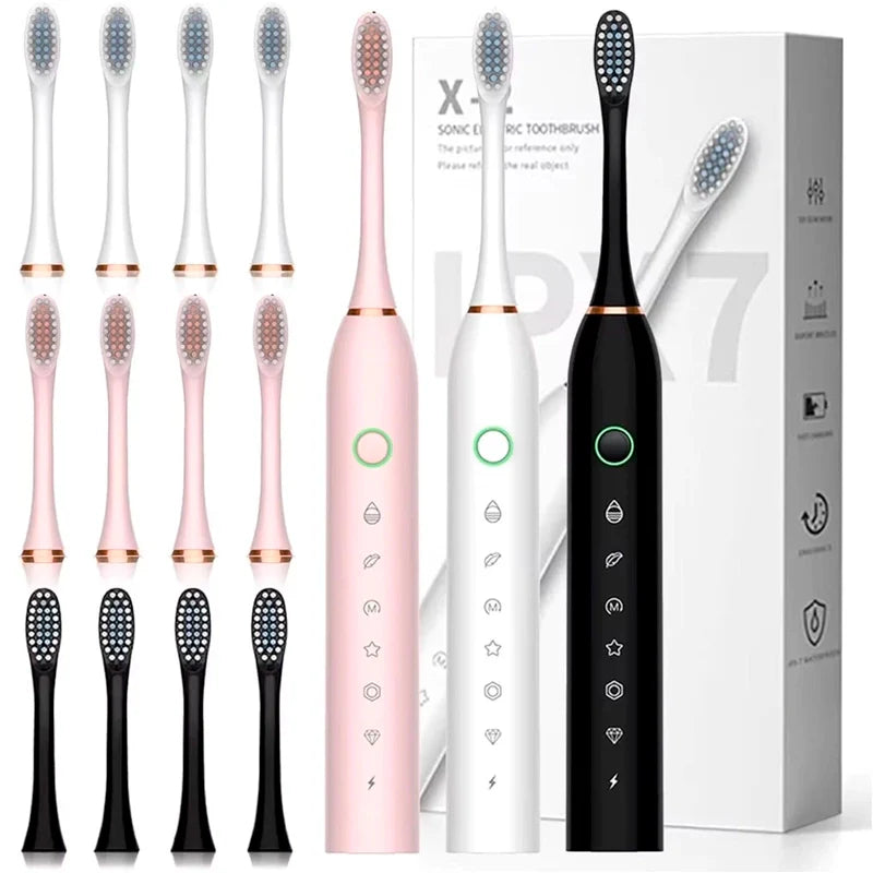 Escova Dental Elétrica Sônica PureFresh Recarregável Bivolt para Limpeza Profunda