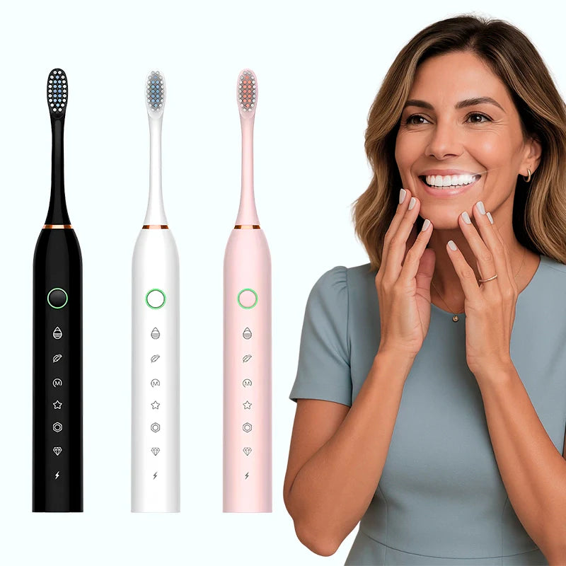 Escova Dental Elétrica Sônica PureFresh Recarregável Bivolt para Limpeza Profunda