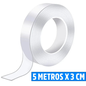 Fita Dupla Face Adesiva Gripo Transparente Ultra Forte Reutilizável Sem Furos