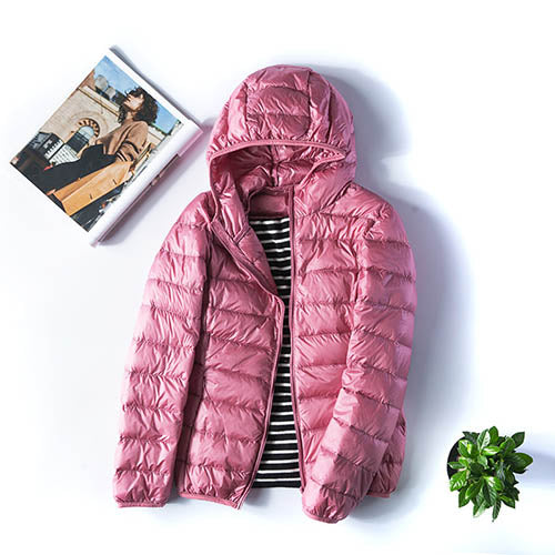 Jaqueta Puffer Feminina Premium com Capuz: Leve, Quente e Impermeável de Ganso
