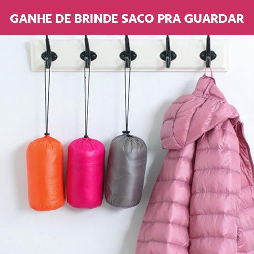 Jaqueta Puffer Feminina Premium com Capuz: Leve, Quente e Impermeável de Ganso