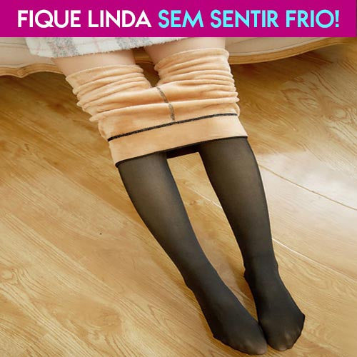 Kit 2 Meias Calças Térmicas Forradas Translúcidas Femininas Inverno Quente Confortável