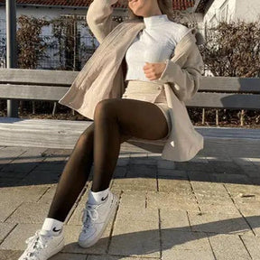 Kit 2 Meias Calças Térmicas Forradas Translúcidas Femininas Inverno Quente Confortável