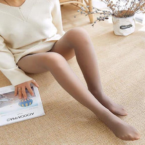 Kit 2 Meias Calças Térmicas Forradas Translúcidas Femininas Inverno Quente Confortável