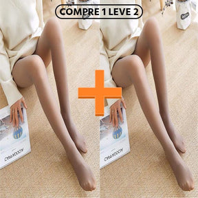 Kit 2 Meias Calças Térmicas Forradas Translúcidas Femininas Inverno Quente Confortável