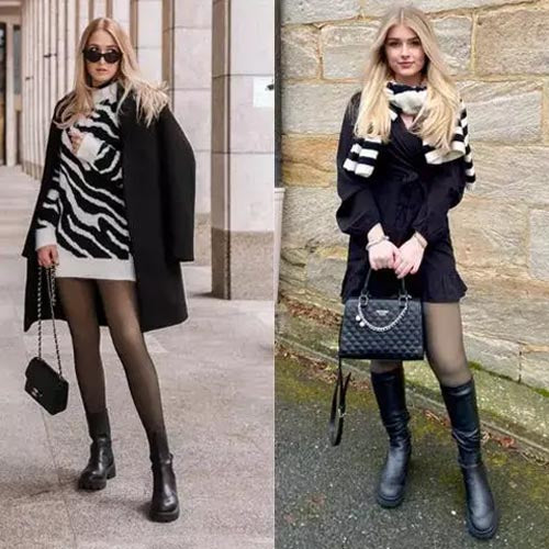 Kit 2 Meias Calças Térmicas Forradas Translúcidas Femininas Inverno Quente Confortável