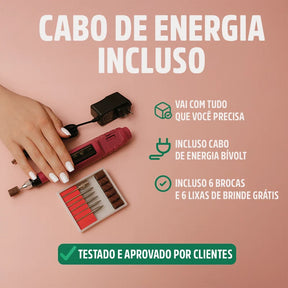 Lixa de Unha Elétrica Bivolt Profissional 6 em 1 Megapen para Manicure