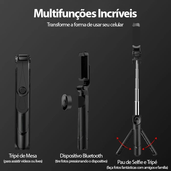 Selfiegram Tripé Bastão Selfie Multifuncional 3 em 1 Bluetooth Universal