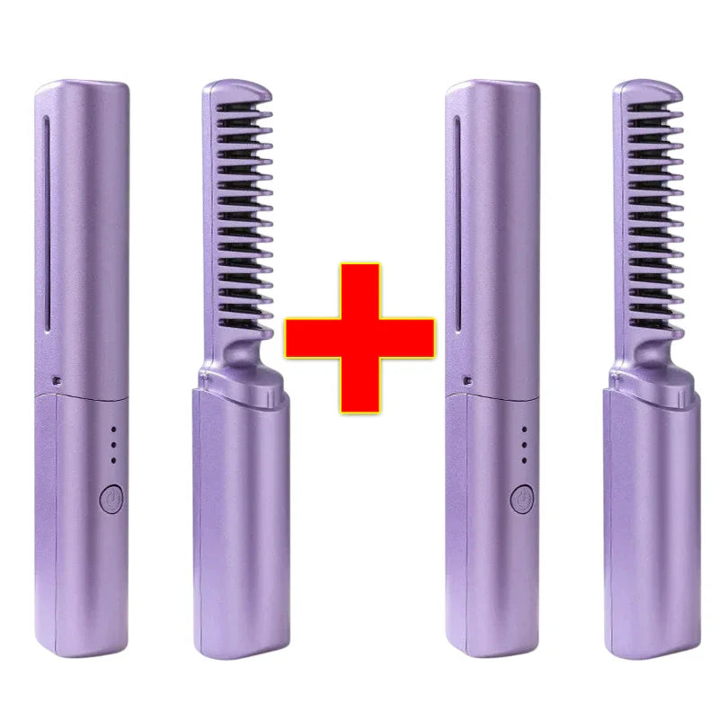 Pente Alisador de Cabelo InfiniteGlam Sem Fio 5-em-1: Alisa, Modela, Anti-Frizz Portátil