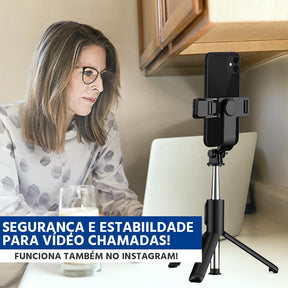 Selfiegram Tripé 4 em 1: Luz Integrada, Bluetooth, Fotos/Vídeos Perfeitos