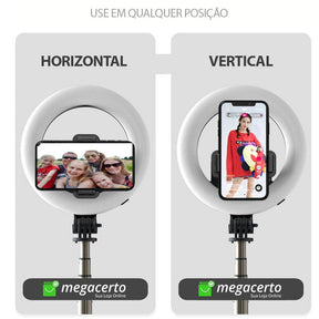 Selfiegram Ring Light: Tripé Extensível 90cm, Iluminação LED, Bluetooth, Fotos Profissionais