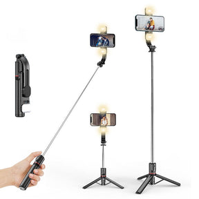 Selfiegram Ultra LED 5 em 1: Tripé Universal Celular, Pau Selfie, Luzes Duplas