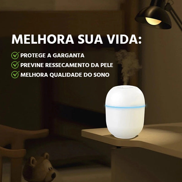 Umidificador Aromatizador Portátil USB LED: Ar Puro, Relaxamento e Bem-Estar Silencioso
